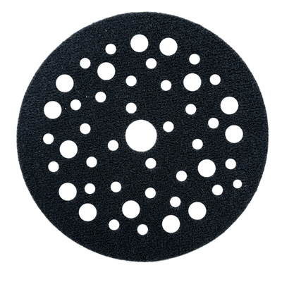 SurfPrep 5-inch multi-hole backup pad for round sanders, compatible with Hook & Loop, film, paper, and non-woven abrasives for versatile sanding.