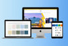 A macbook, iMac and iPad all showing screenshots of the Cincinnati Color Company website.