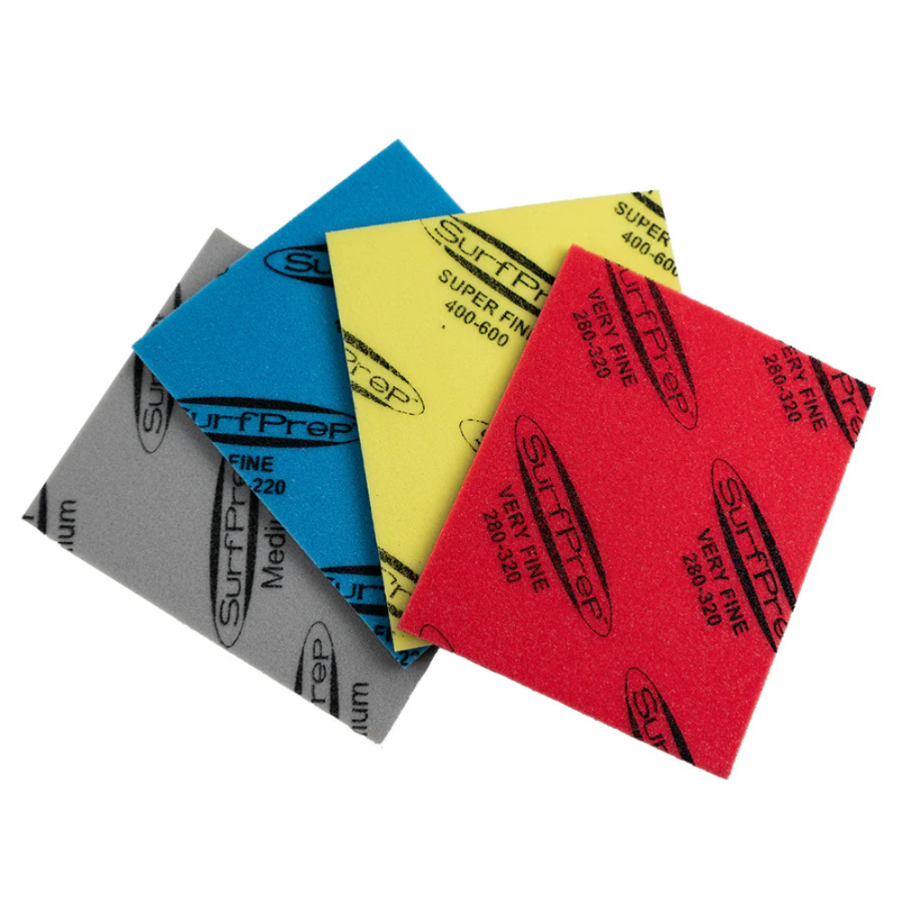 SurfPrep RAD Pads foam-backed hand sanding pads in assorted scratch ranges.