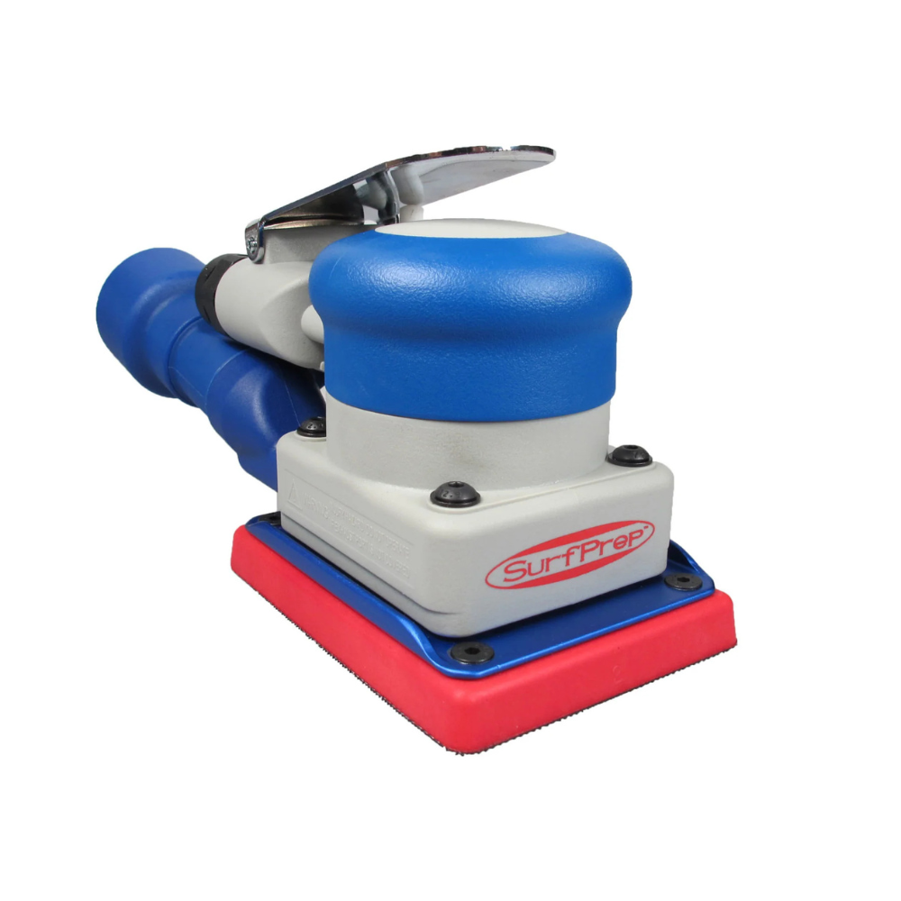 SurfPrep 3″ x 4″ Storm Air Sander with low-profile design for flat surfaces, corners, and detailed moldings.