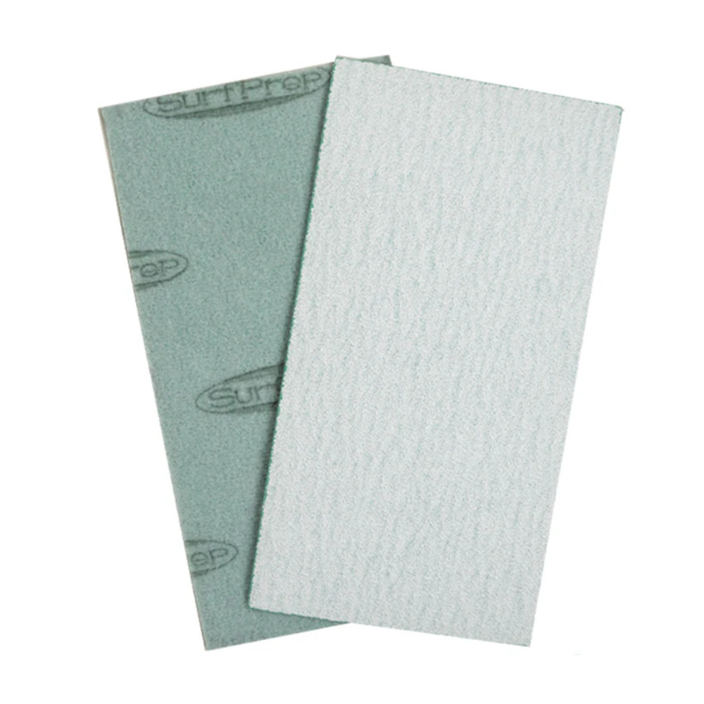 SurfPrep Blizzard Film Abrasive Sheets with durable polyester backing, aluminum oxide grains, and hook-and-loop attachment for versatile sanding.