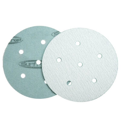 SurfPrep 5″ Blizzard Film Abrasive Discs with polyester backing, aluminum oxide grains, and hook-and-loop attachment for versatile sanding.