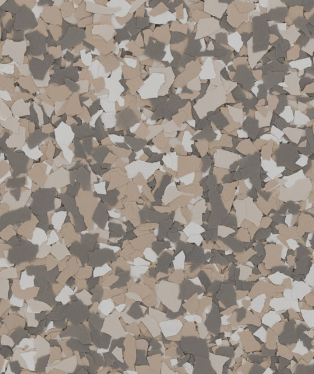 Madras Chip Flake 1/4" for Epoxy Flooring. Available at Cincinnati Color Paint & Coatings in Cincinnati Ohio.