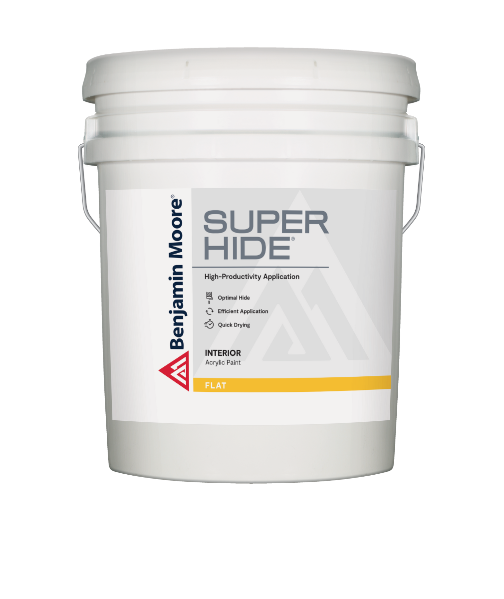 Benjamin Moore SuperHide Flat 5 Gallon Pail Interior Paint, available at Cincinnati Colors.