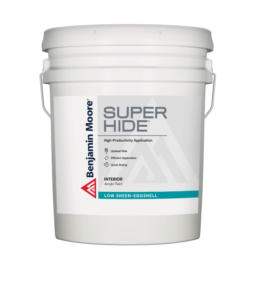 Benjamin Moore SuperHide Low-Sheen Eggshell 5 Gallon Pail Interior Paint, available at Cincinnati Colors.