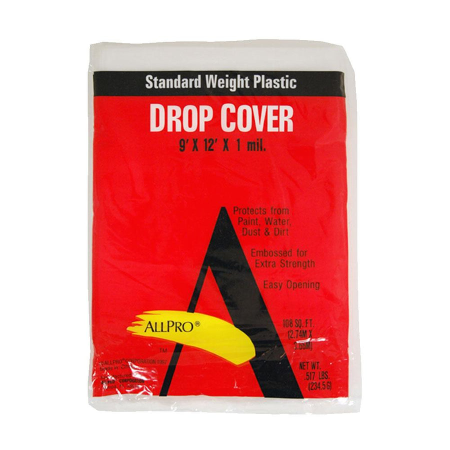 Allpro 9x12 1 mil plastic drop cloths, available at Cincinnati Colors. 